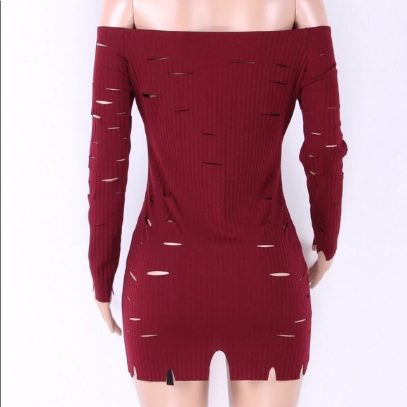 Elastic Cutout Dress Red - Picture 3 of 3